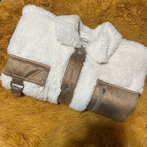 Cato Tan and White Puffer Jacket Plush Cozy Style